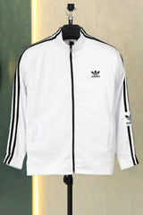 ADS 3-Stripes Terry Men Zipper Upper White